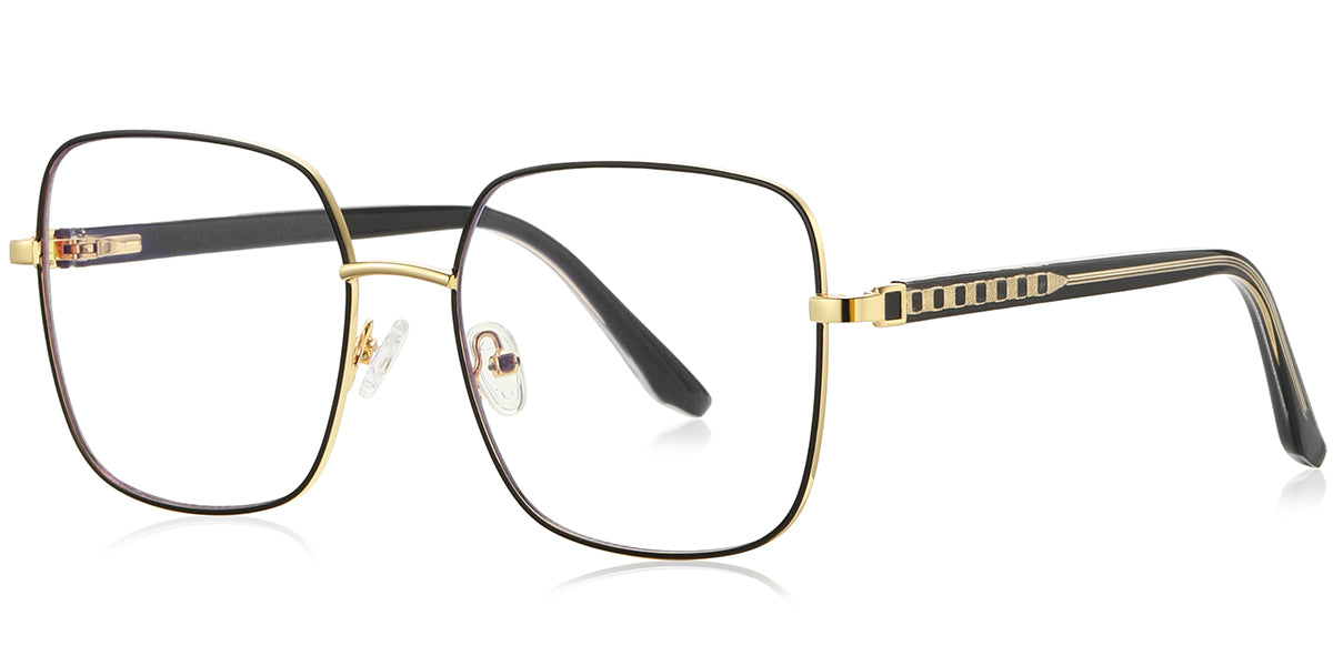 Metal Square Prescription Eyeglasses Frame – Wide Full Rim F4762-1