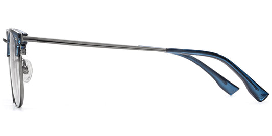 BLUE Titanium Browline Eye Glasses with prescription lenses EC6611-3