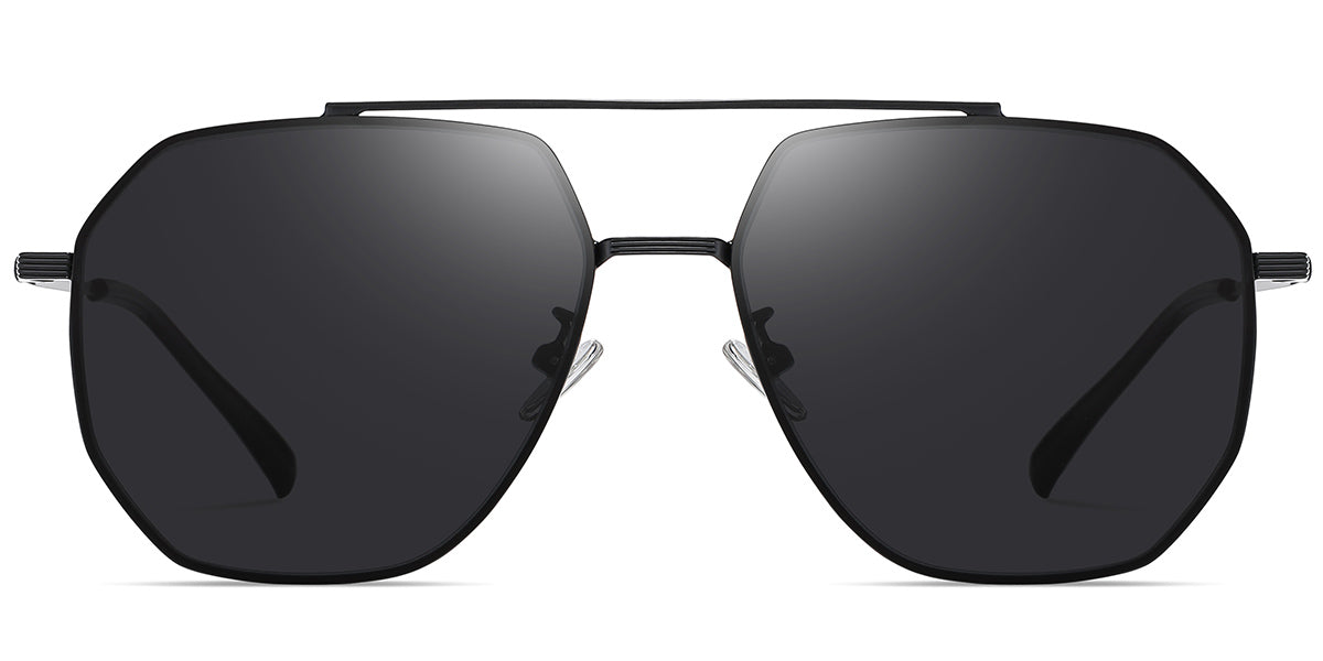 Aviator Geometric Sunglasses – Black and Dark Grey Polarized Eyewear SG4350-1