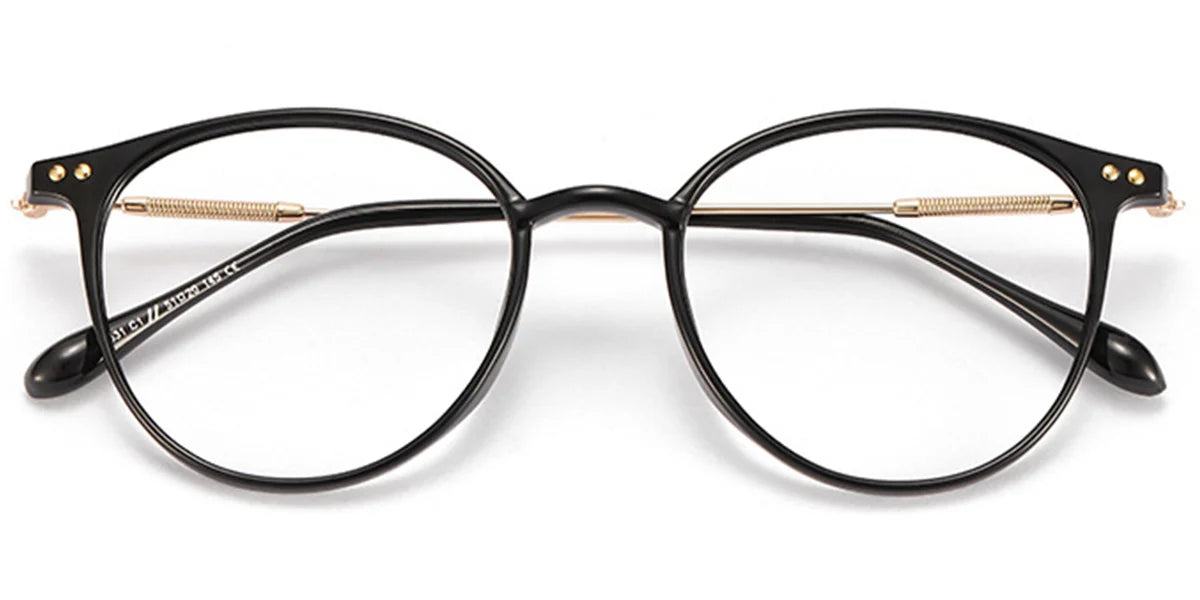 BLACK LIGHTWEIGHT RECTANGLE FRAME WITH PRESCRIPTION GLASSES EC6591-1
