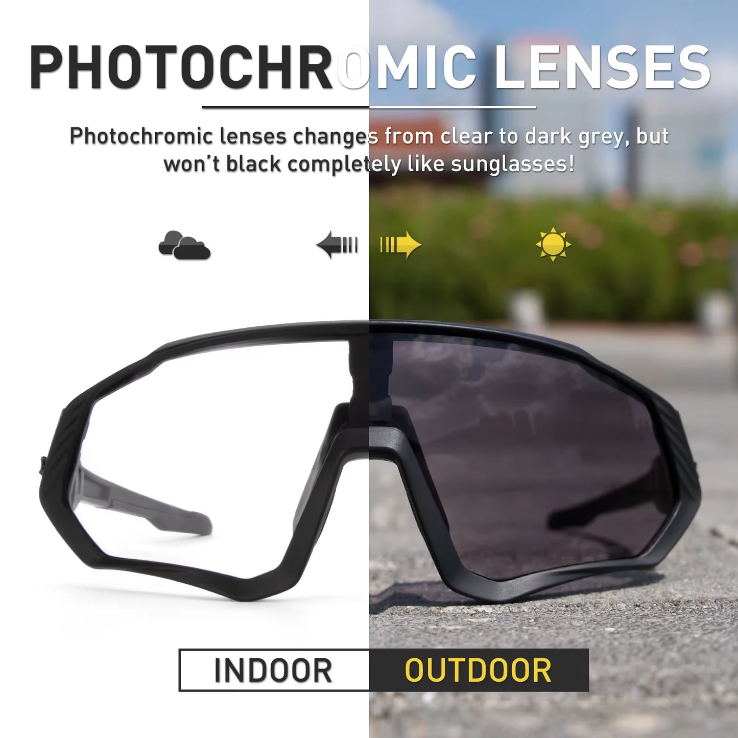 Photochromic Cycling Glasses Men Women Mountain Bike Sunglasses Clear MTB Bicycle Riding