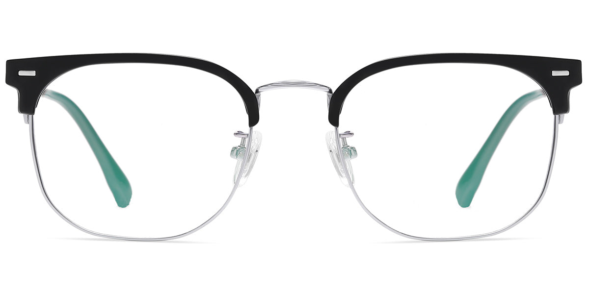 Black Titanium Browline Eye Glasses with prescription lenses EC6611-1