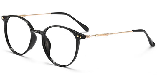 BLACK LIGHTWEIGHT RECTANGLE FRAME WITH PRESCRIPTION GLASSES EC6591-1