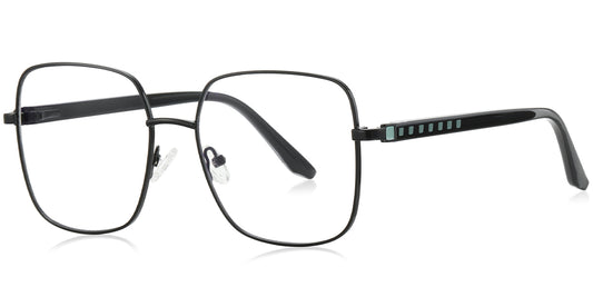 Metal Square black Eyeglasses Frame – Wide Full Rim EC4762-5