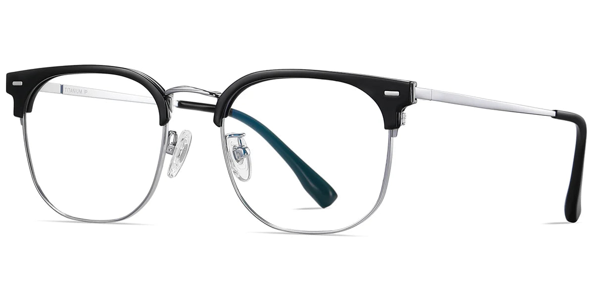 Black Titanium Browline Eye Glasses with prescription lenses EC6611-1