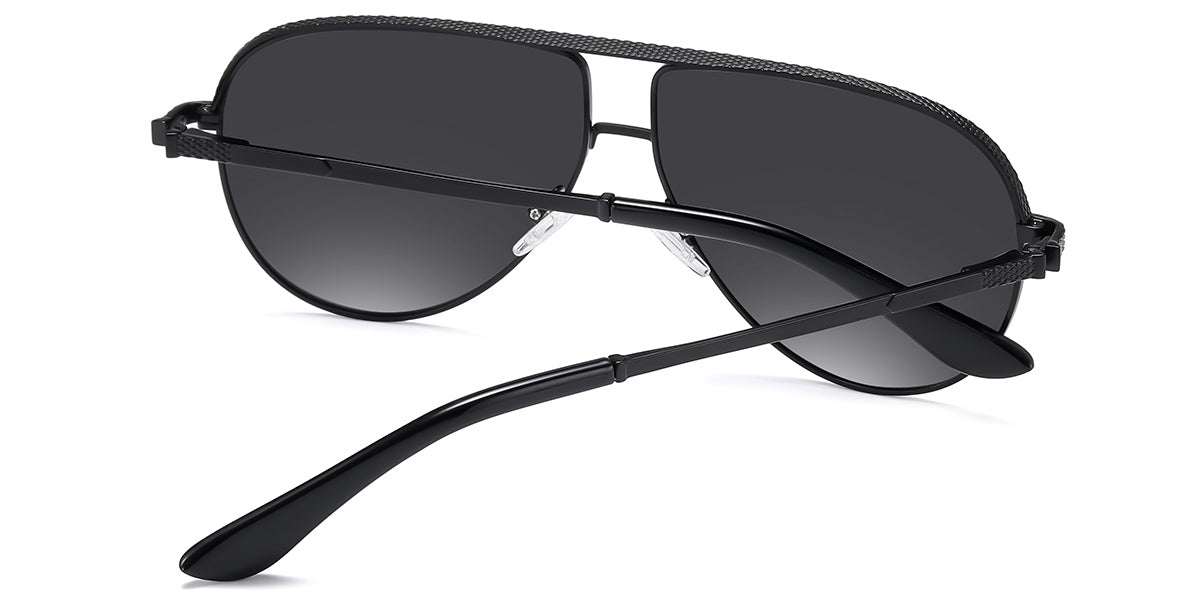 Black + Dark Grey Polarized Aviator Geometric Sunglasses SG4352-1