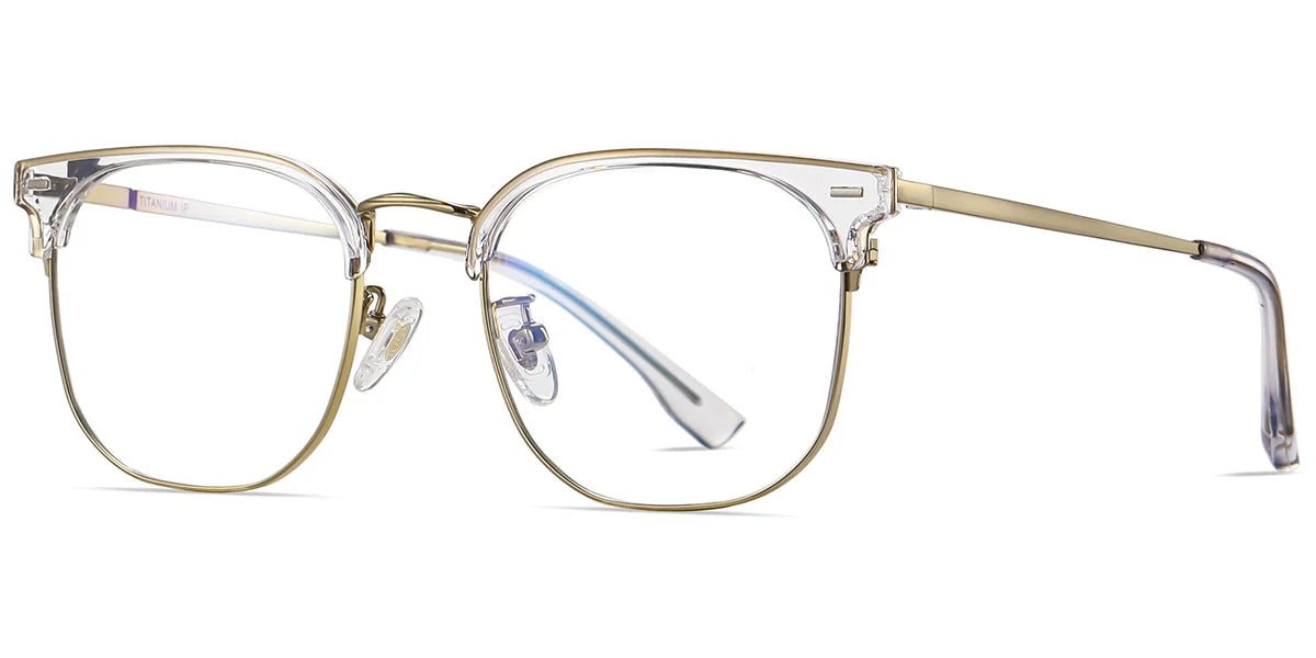 white Titanium Browline Eye Glasses with lenses EC6611-2