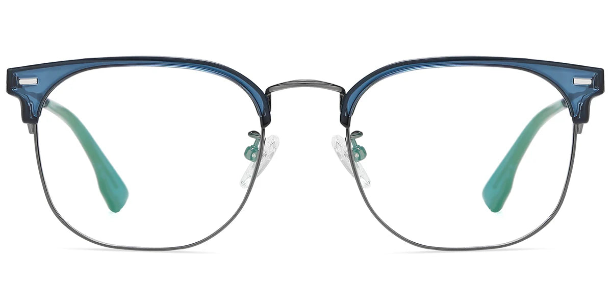 BLUE Titanium Browline Eye Glasses with prescription lenses EC6611-3