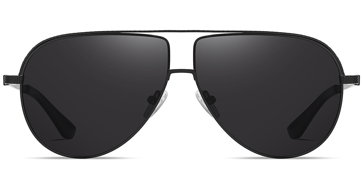 Black + Dark Grey Polarized Aviator Geometric Sunglasses SG4352-1