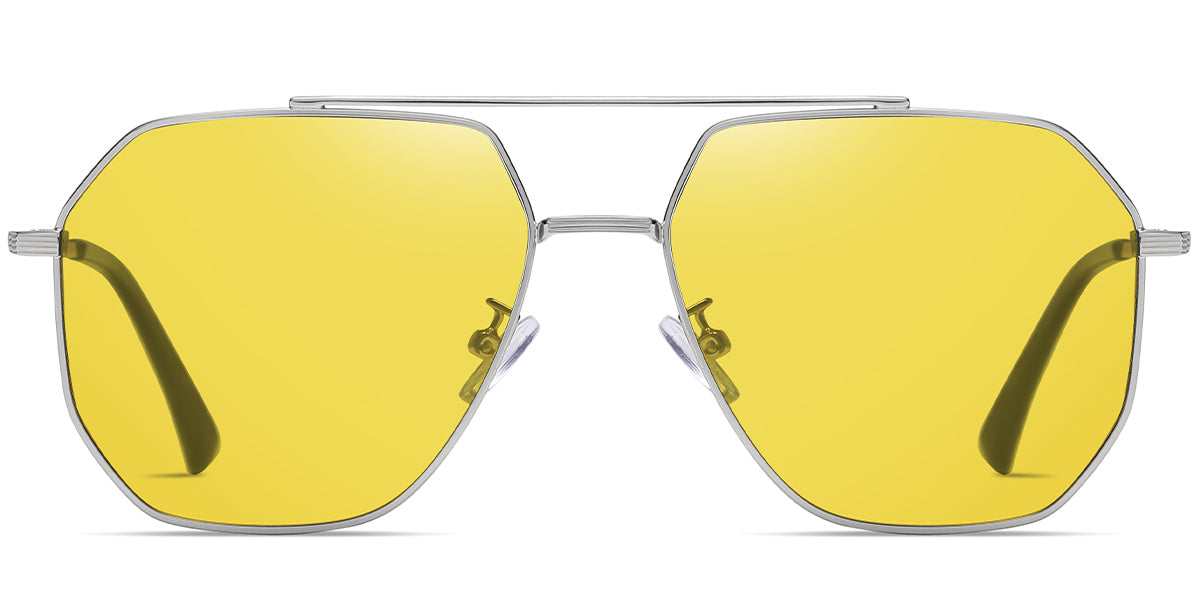 Silver + Yellow Polarized Aviator Sunglasses – Bold Style SG4744-5