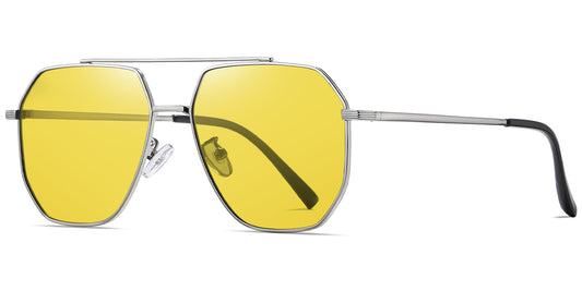 Silver + Yellow Polarized Aviator Sunglasses SG47445   – Bold Style Meets Sun-Ready Function