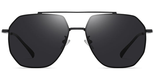 Aviator Geometric Sunglasses – Black and Dark Grey Polarized Eyewear SG43501