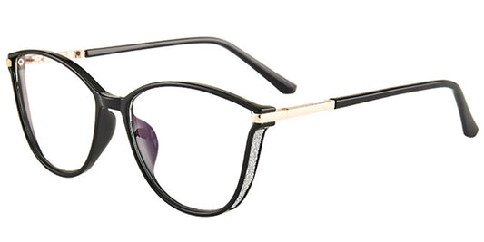 Square Eye Glasses Black with Rx lenses  EC6429 Medium