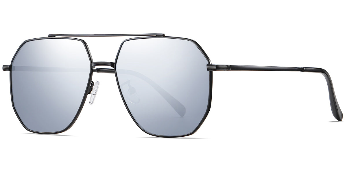 Aviator Sunglasses SG47446  Black+Mirrored Silver Polarized