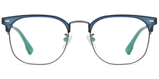 BLUE Titanium Browline Eye Glasses with prescription lenses EC66113