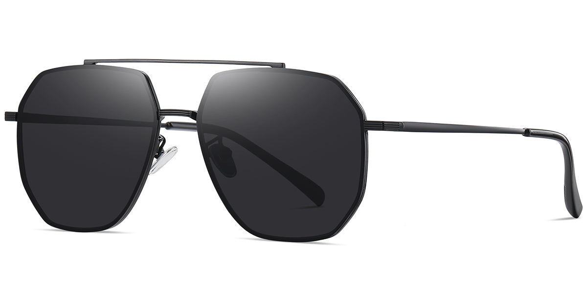 Aviator Geometric Sunglasses – Black and Dark Grey Polarized Eyewear SG43501