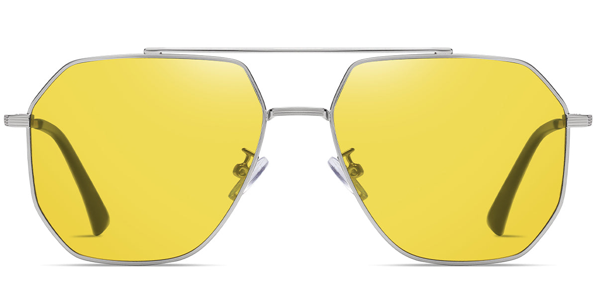 Silver + Yellow Polarized Aviator Sunglasses SG47445   – Bold Style Meets Sun-Ready Function