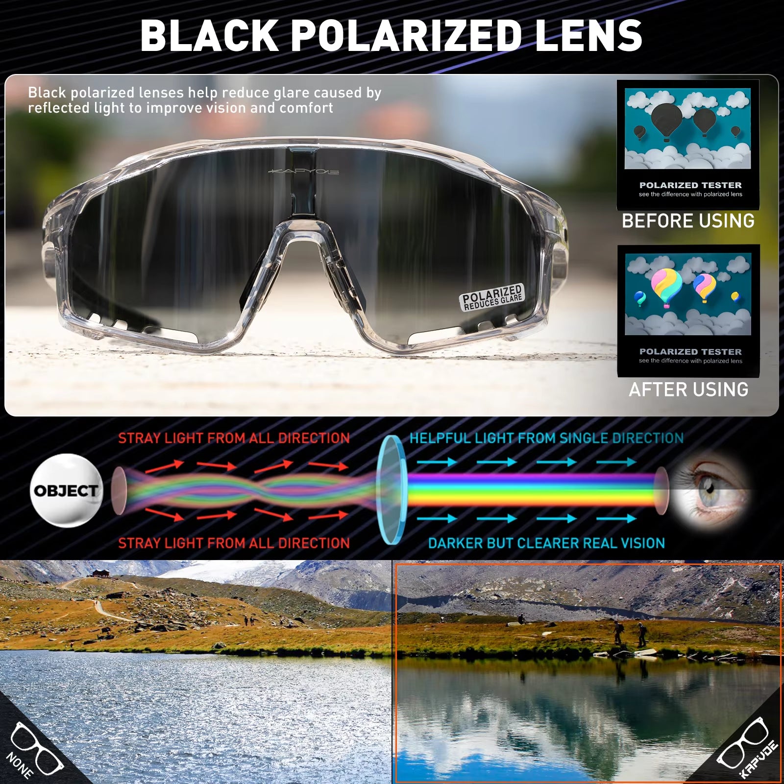 Polarized Cycling Glasses Men Women Mountain Bike Glasses MTB Riding TR90 Sport Sunglasses Running Bicycle Triathlon